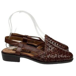 Pangma womens flats size 5 brown leather woven flats coastalgranny Grannycore